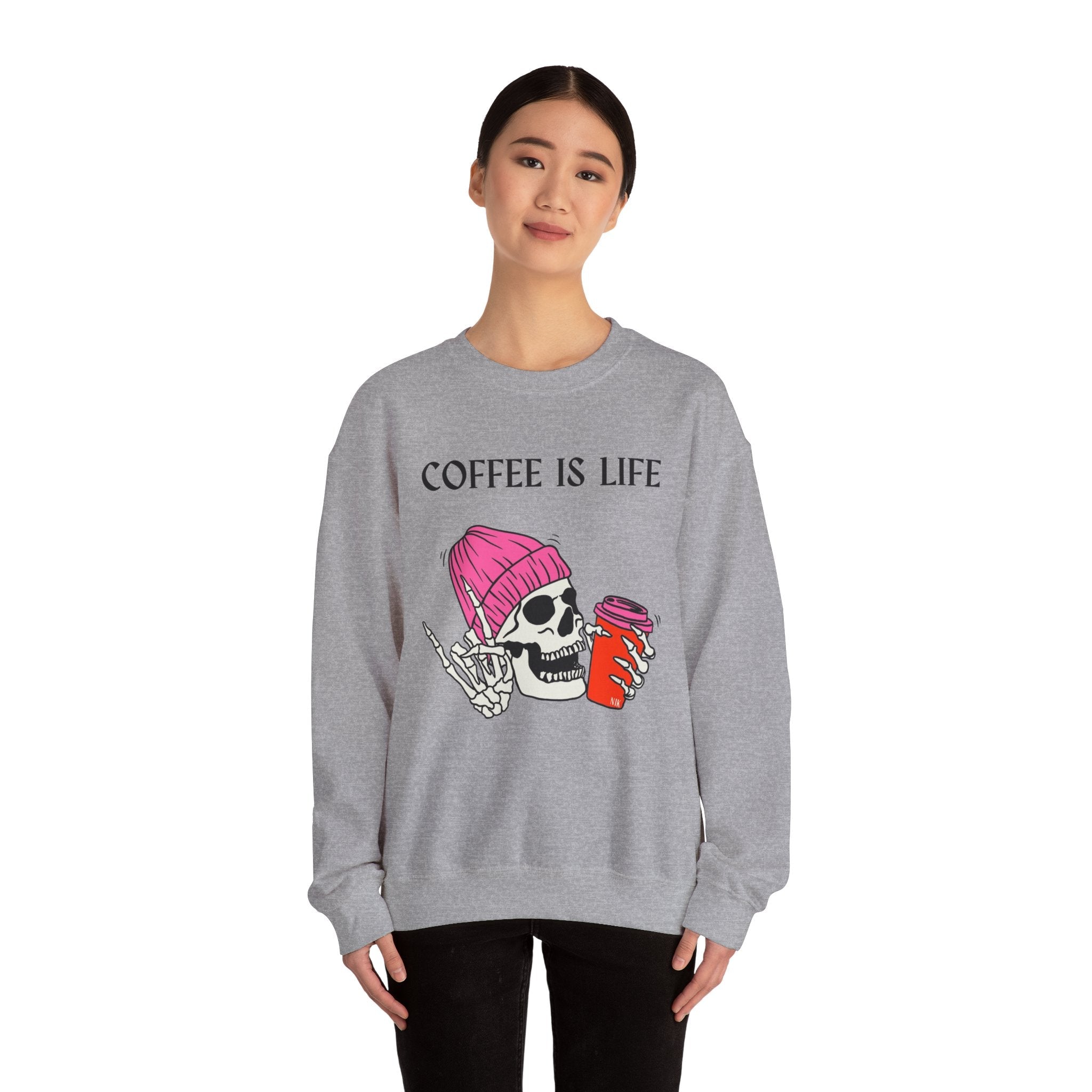 Skeleton Coffee Is Life Unisex Heavy Blend™ Crewneck Sweatshirt